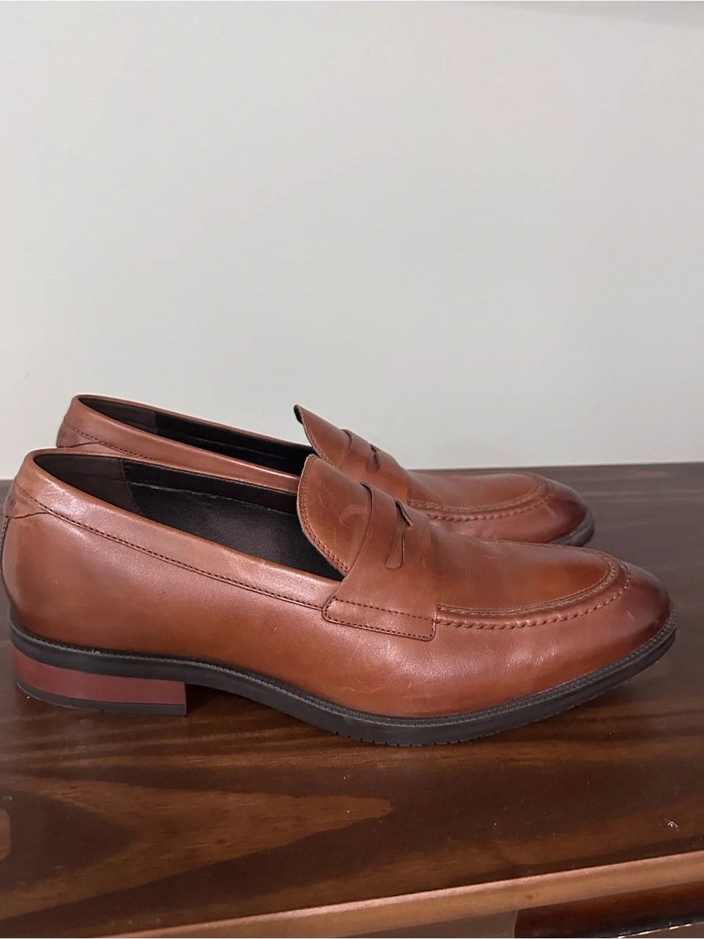 Cole Haan Men's Cognac Leather Penny Loafers